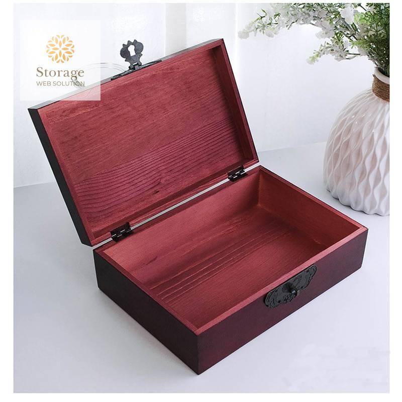 Vintage Wooden Storage Box in Print