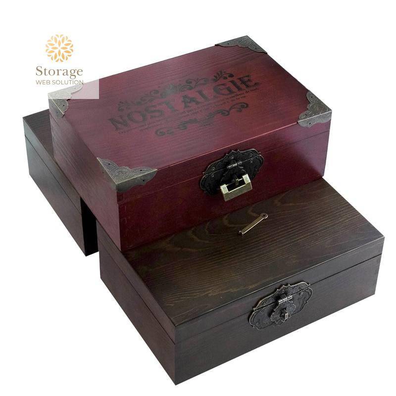 Vintage Wooden Storage Box in Print