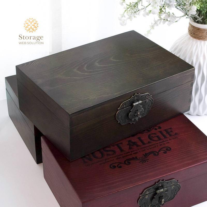 Vintage Wooden Storage Box in Print