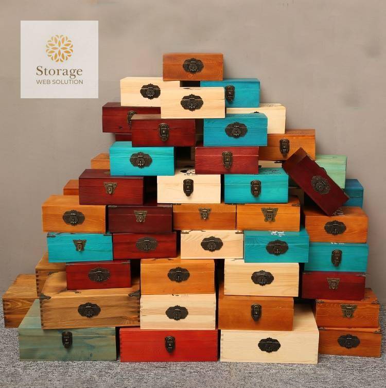 Vintage Wooden Storage Box in Print