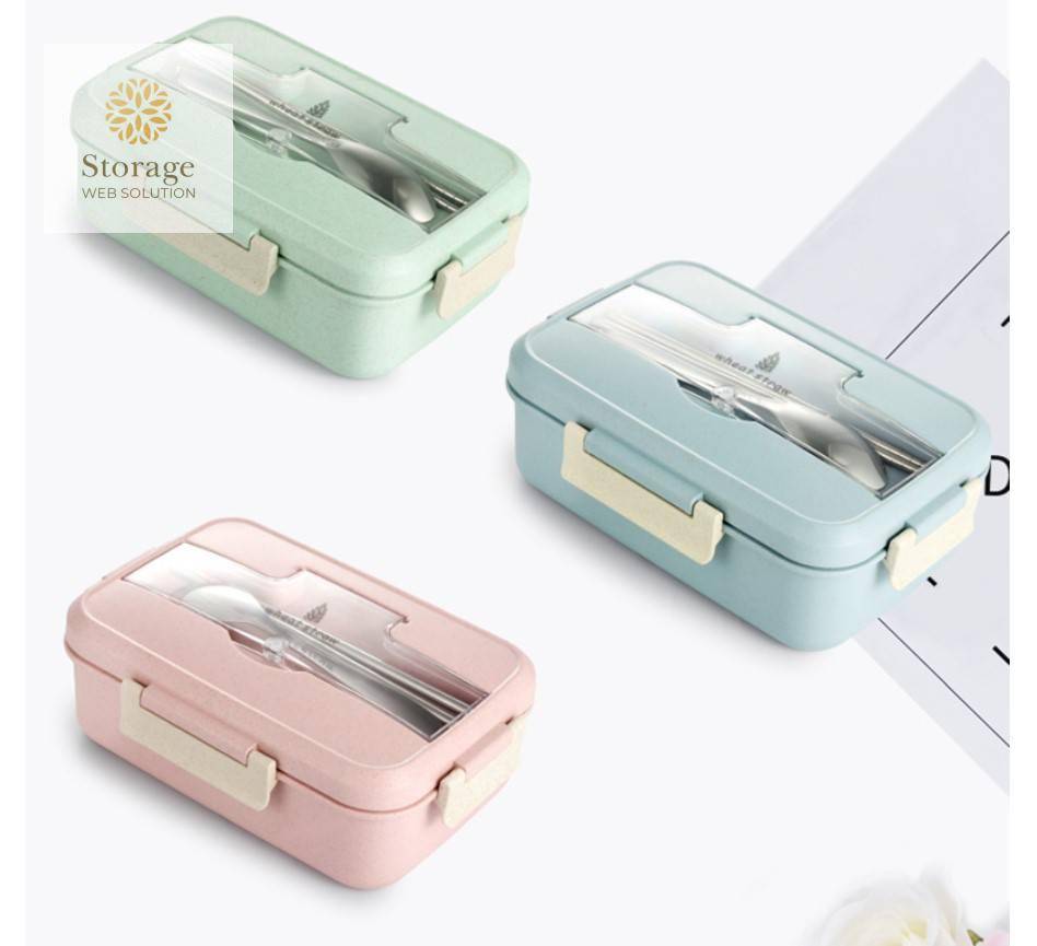 Wheat Straw Lunch Box with Cutlery Set
